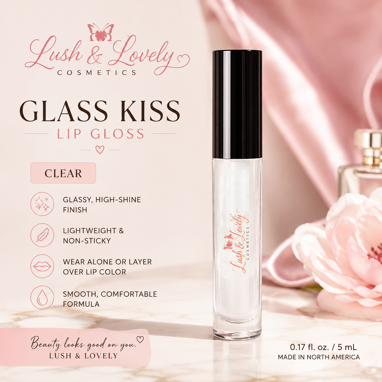Lush & Lovely Glass Kiss Lip Gloss-Clear✨